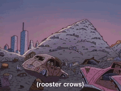 Rooster Crowing Car In Garbage GIF