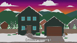 Rooster Crowing Purple Skies Sunrise GIF
