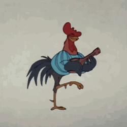 Rooster Crowing While Holding Guitar GIF