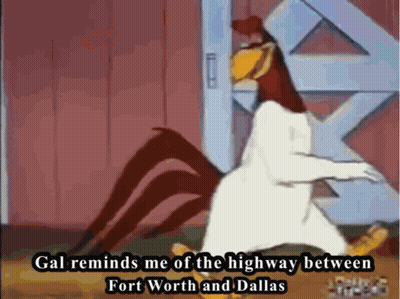 Rooster Gal Reminds Me Of The Highway Between Fort Worth And Dallas GIF