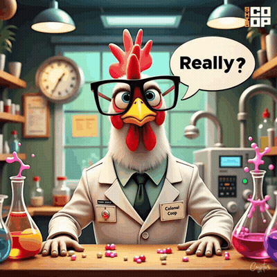 Rooster In Lab Coat Saying Really GIF