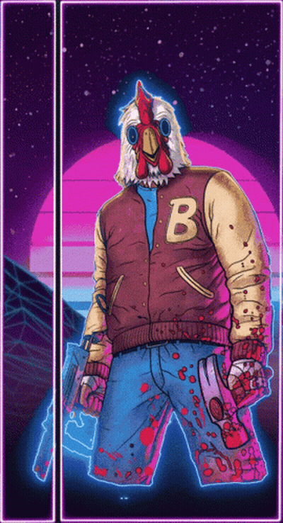 Rooster In Letter B Jacket Holding Gun GIF