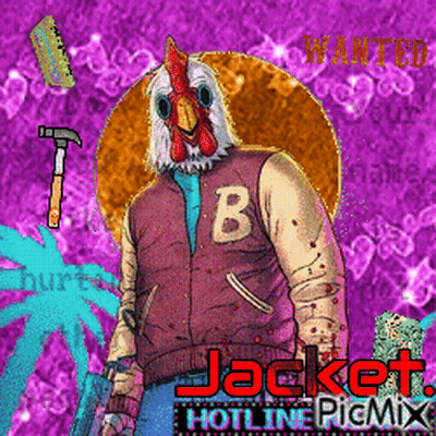 Rooster Wearing Letter B Jacket Holding Gun GIF