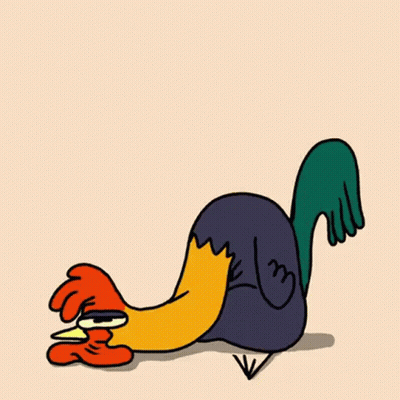Rooster With Green Tail And Wings GIF