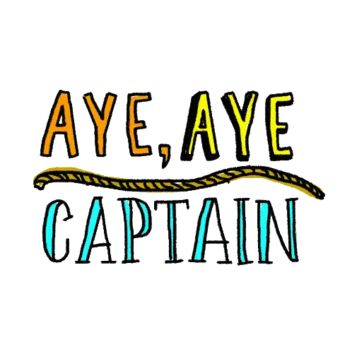 Rope Drawing Saying Aye Aye Captain Sticker