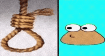 Rope Hanging Next To Cartoon Character With Big Eyes GIF