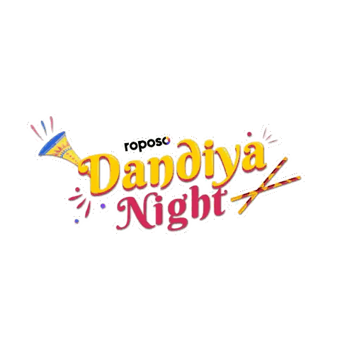Roposo Dandiya Night Logo With Horn And Sticks Sticker