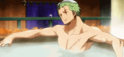 Roronoa Zoro Taking Warm Bath GIF