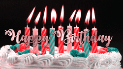 Rose Gold Happy Birthday Wishes Lighted Candles GIF
