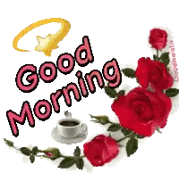Roses And Coffee With Good Morning Sticker