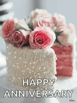 Roses Cake Glitter Happy Anniversary  GIF