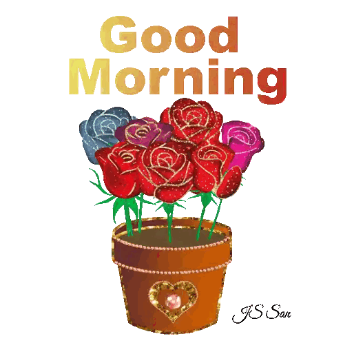 Roses In Pot Saying Good Morning Sticker