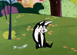 Rotating Pepe Le Pew Fish Bone GIF