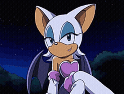 Rouge The Bat Sitting On Ground At Night GIF