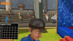 Round 2 Animated Man Raising Sign GIF