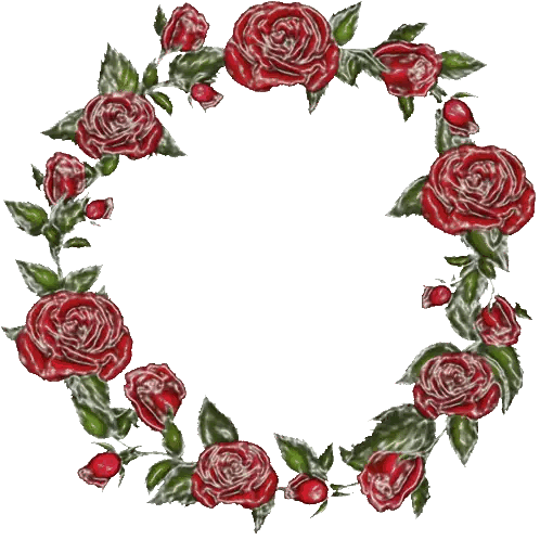 Round Frame With Red Roses And Green Leaves Sticker