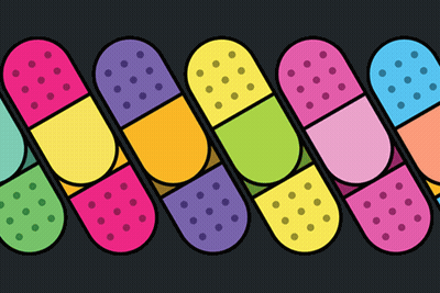 Row Of Colorful Polka Dot Bandages GIF