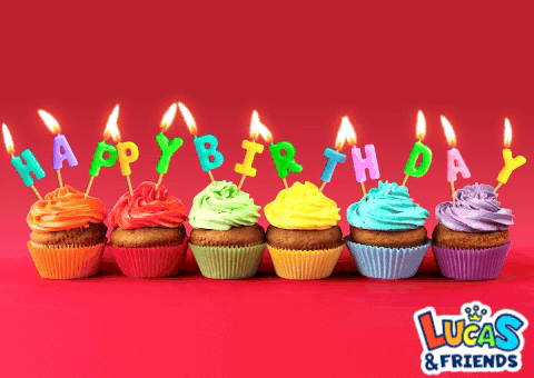 Row Of Cupcakes With Happy Birthday Candles GIF