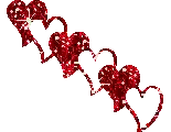 Row Of Glittering Red Hearts Sticker