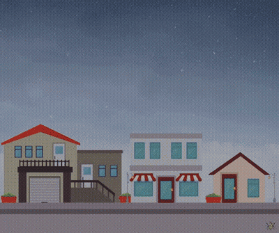 Row Of Houses With Green Trash Can GIF