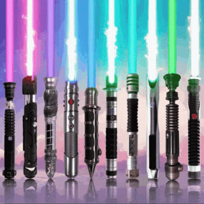 Row Of Lightsabers Lined Up GIF