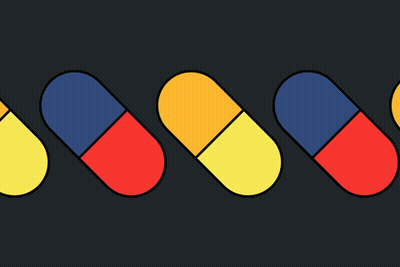 Row Of Pink Yellow And Purple Pills GIF