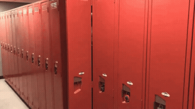 Row Of Red Lockers GIF