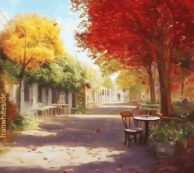 Row Of Tables And Chairs On Sidewalk Inwhiteside GIF
