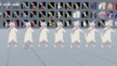 Row Of White Cats Pixelated GIF