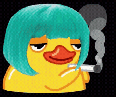 Rubber Duck With Blue Wig Smoking Cigarette GIF