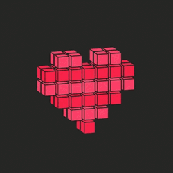 Rubik's Cube Heart Reverse Spin GIF