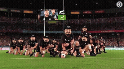 Rugby Players Kneeling Before Rugby World Ad GIF