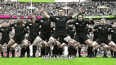 Rugby Players Performing Haka For Crowd GIF