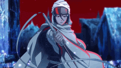 Rukia Holding Blade With Power And Grace GIF
