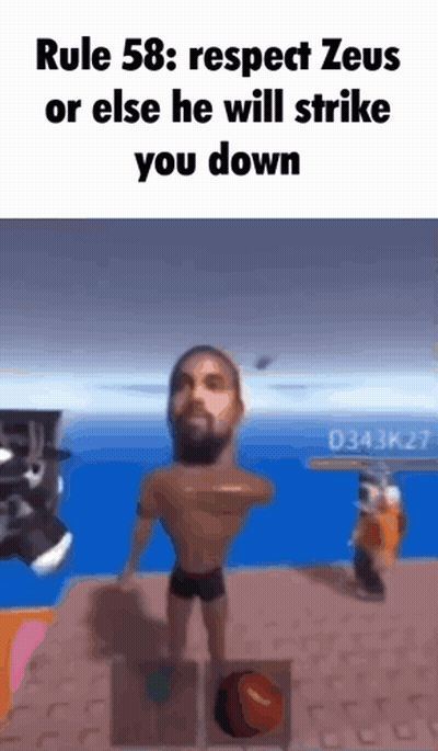 Rule 58 : Respect Zeus Or Else He Will Strike You Down Written On A Screen GIF