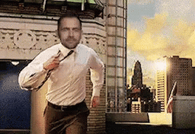 Running Man White Shirt Brown Pants Tie GIF