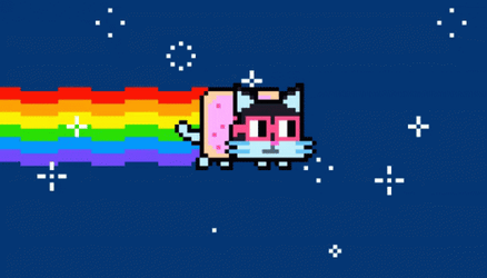 Running Poptart Cat Wearing Glasses GIF