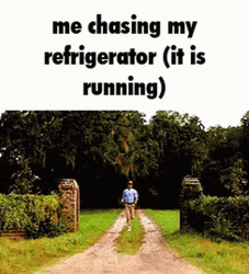 Running Refrigerator Chase GIF