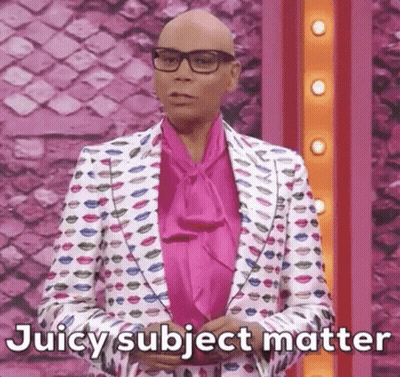 RuPaul In Colorful Lips Suit Pink Shirt And Glasses GIF