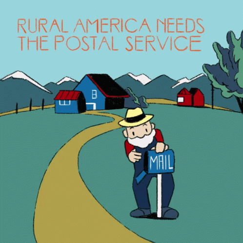Rural America Needs The Postal Service With A Man Holding A Mail Box GIF
