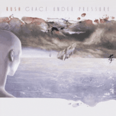 Rush Grace Under Pressure Album Cover Showing A Bald Man GIF