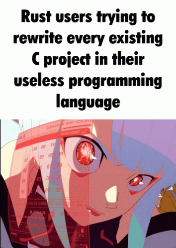 Rust Users Trying To Rewrite Every Existing C Project Poster GIF