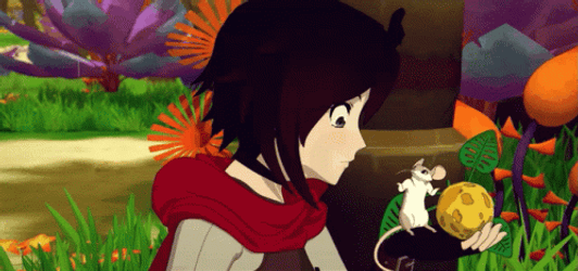 Rwby Ruby Rose Frightened By Mouse GIF