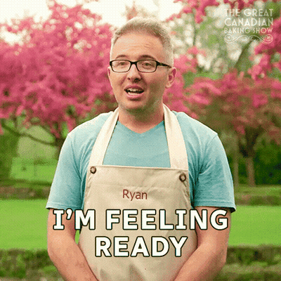 Ryan From The Great Canadian Baking Show Wearing Apron Saying I'm Feeling Ready GIF