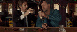 Ryan Gosling Drinking With Russell Crowe GIF