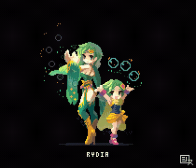 Rydia Pixel Art With Another Character GIF