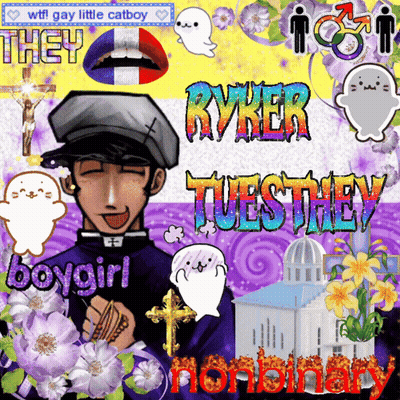 Ryker Tuesday Nonbinary Colorful Collage GIF