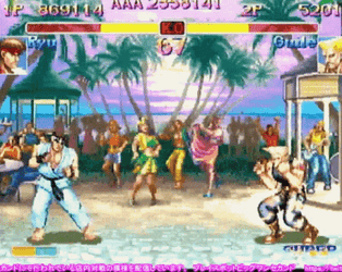 Ryu Hadouken Vs Guile GIF