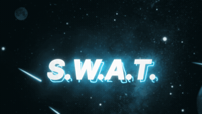 S.w.a.t. Is Written In White Letters On A Dark Blue Background GIF