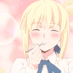 Saber Artoria Pendragon Fate Stay Blushing Eating GIF